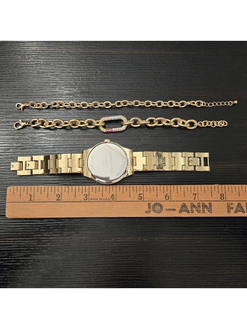 Kendall Kylie Gold Tone Rainbow Rhinestone Watch Bracelet Set Womens New In Box